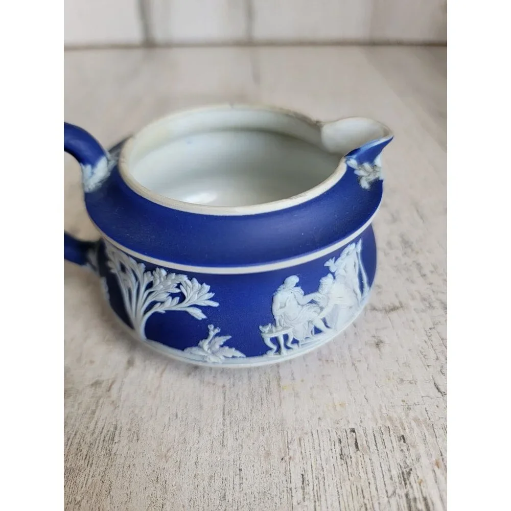 Wedgwood coffee creamer cup Jasperware blue colored Olympian Victorian vintage‎